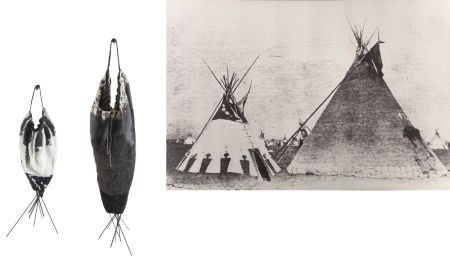 ELAINE REICHEK (American, b. 1943) Double Blackf: ELAINE REICHEK (American, b. 1943)Double Blackfoot Tepee, 1990Oil on photog