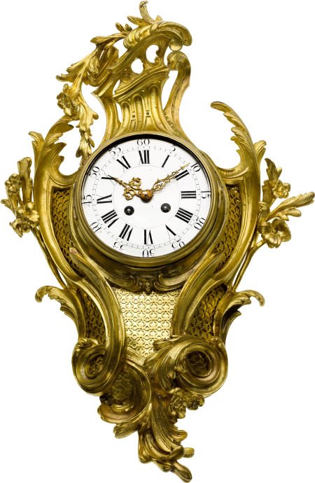 French Ornate Gilt Wall Cartel Clock Eight Day T