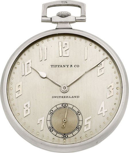 Patek Philippe & Co. Platinum & Gold Pocket Watc: Patek Philippe & Co. Platinum & Gold Pocket Watch For Tiffany & Co., circa 1930 Case: No.