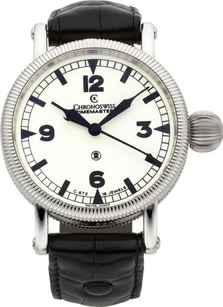 Chronoswiss Timemaster Ref. 6233 Large Steel Wri: Chronoswiss Timemaster Ref. 6233 Large Steel Wristwatch Case: three body, rotating bezel,