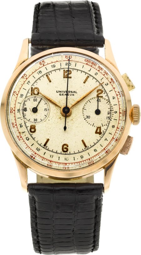 Universal Geneve Gold Two Register Chronograph 