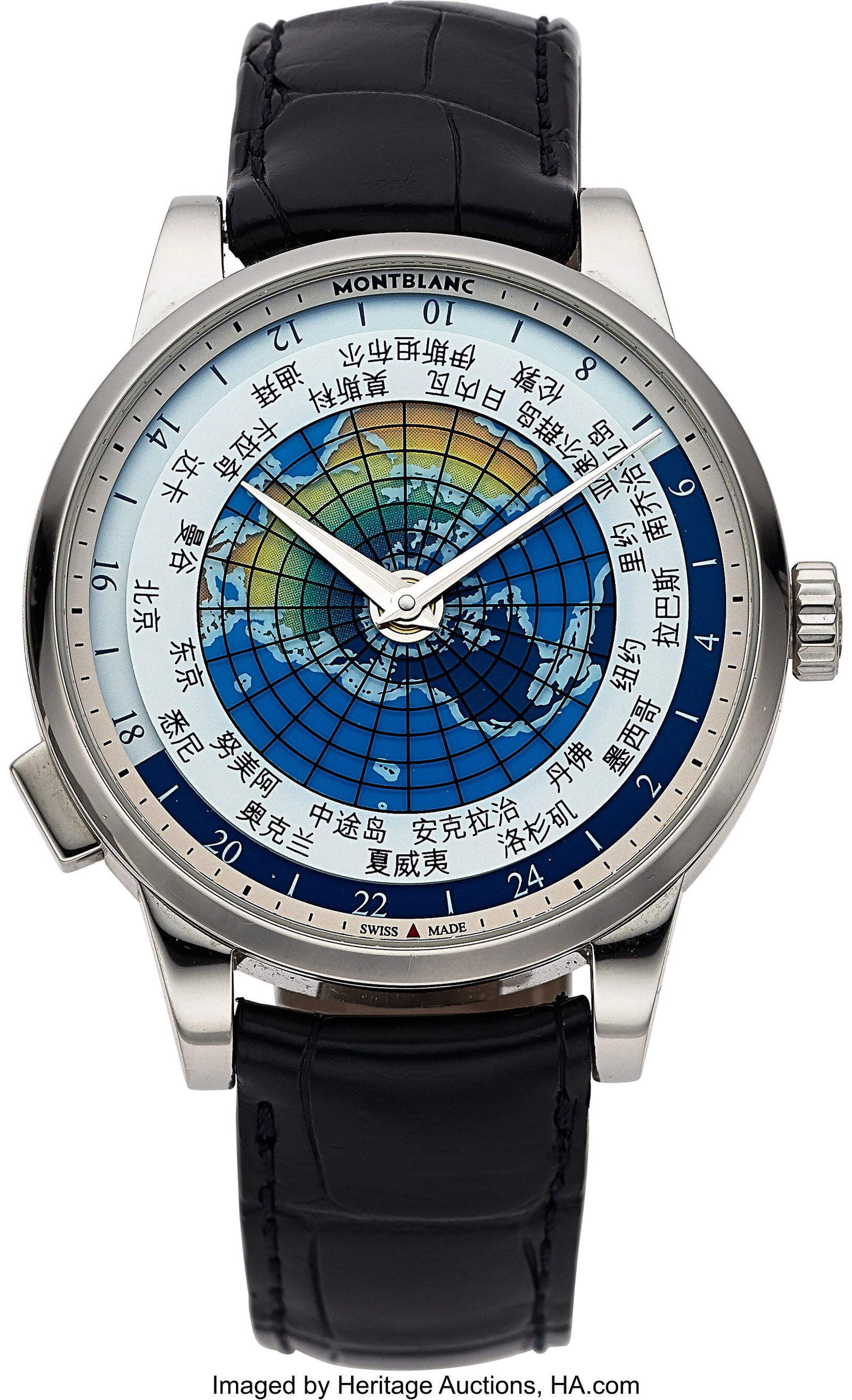 Montblanc Heritage Spirit Orbis Terrarum Asian U: Montblanc Heritage Spirit Orbis Terrarum Asian Unicef LE Full Set, Ref. 116534 Case: 41 mm, stainless steel, three body, 4 screw exhibition case back, and