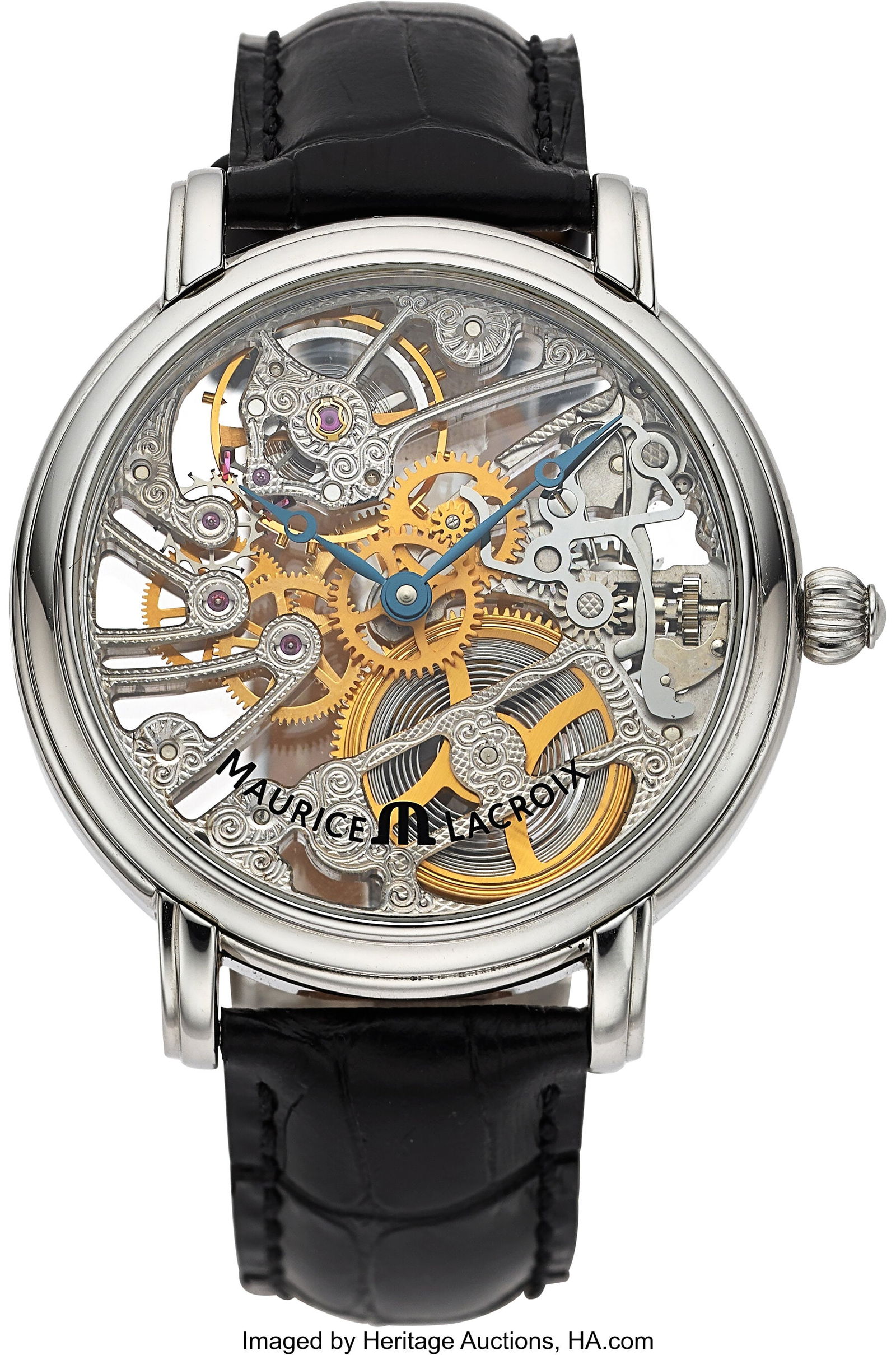 Maurice Lacroix Masterpiece, Skeleton Dial, Ref.: Maurice Lacroix Masterpiece, Skeleton Dial, Ref. MP7048 Case: 43 mm, stainless steel, three body, 8 screw exhibition case back, and push-pull ball