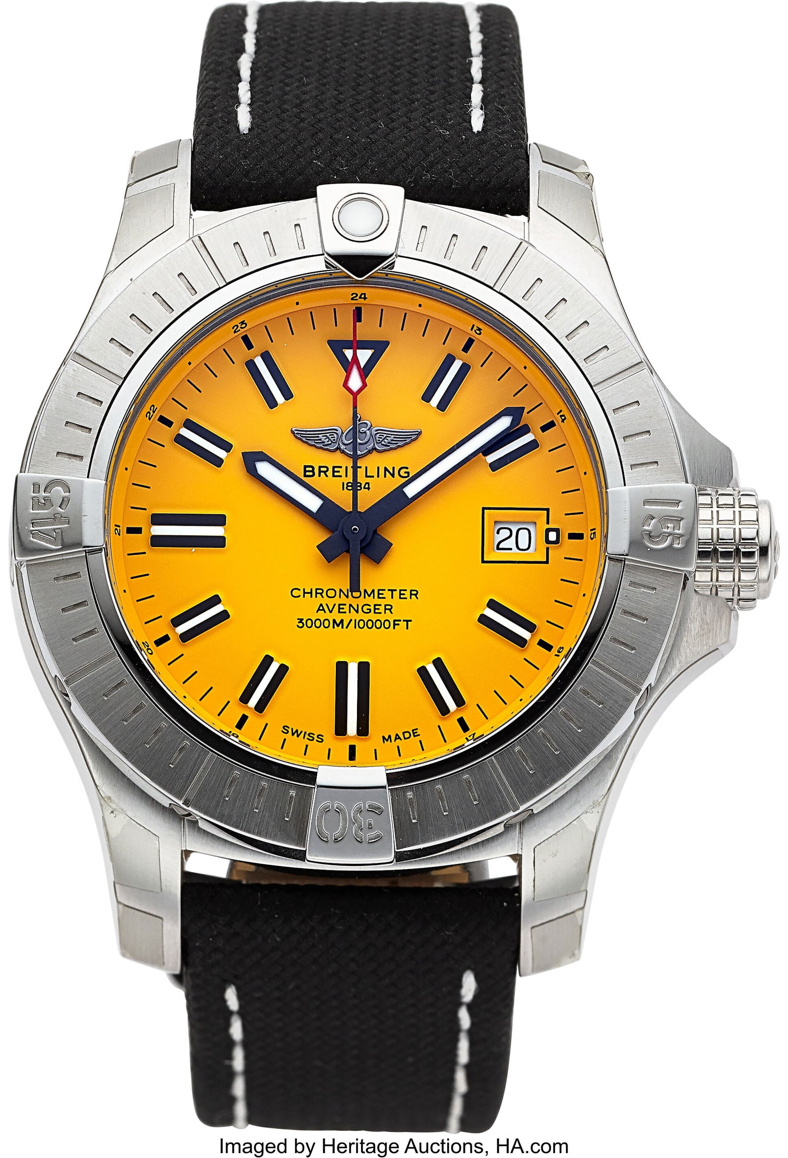 Breitling Avenger 45 Seawolf, Ref. A17319 Full S: Breitling Avenger 45 Seawolf, Ref. A17319 Full Set Case: 45 mm, stainless steel, three body, screw-down case back and crown, and unidirectional ratcheted