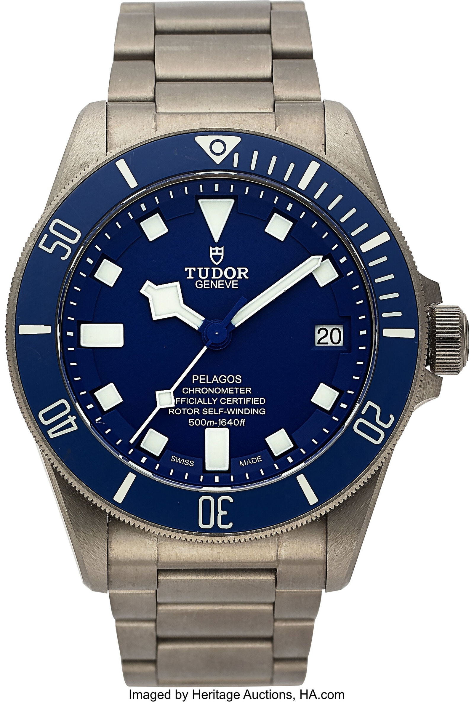 Tudor Pelagos, Titanium, Blue dial, Ref. 25600T: Tudor Pelagos, Titanium, Blue dial, Ref. 25600T Case: 42 mm, titanium, three body, screw-down case back, unidirectional aluminum timing rotating