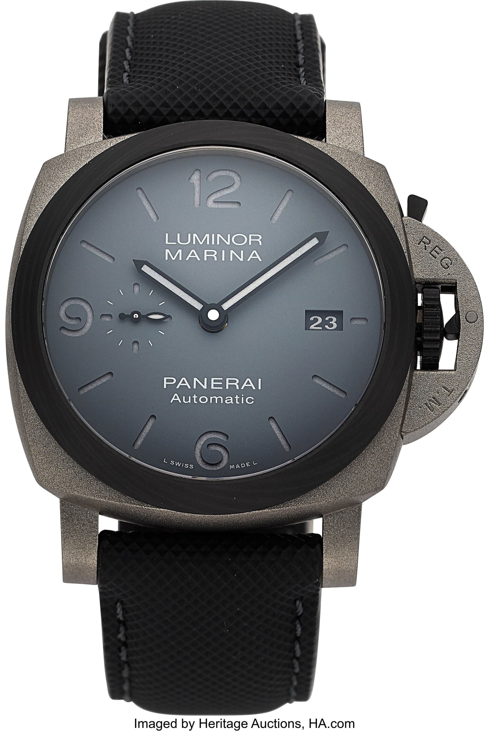 Panerai Luminor Marina TuttoGrigio Full Set, Ref: Panerai Luminor Marina TuttoGrigio Full Set, Ref. PAM01662 Case: 44 mm, titanium, three body, screw-down case back, fixed domed bezel, and trademark