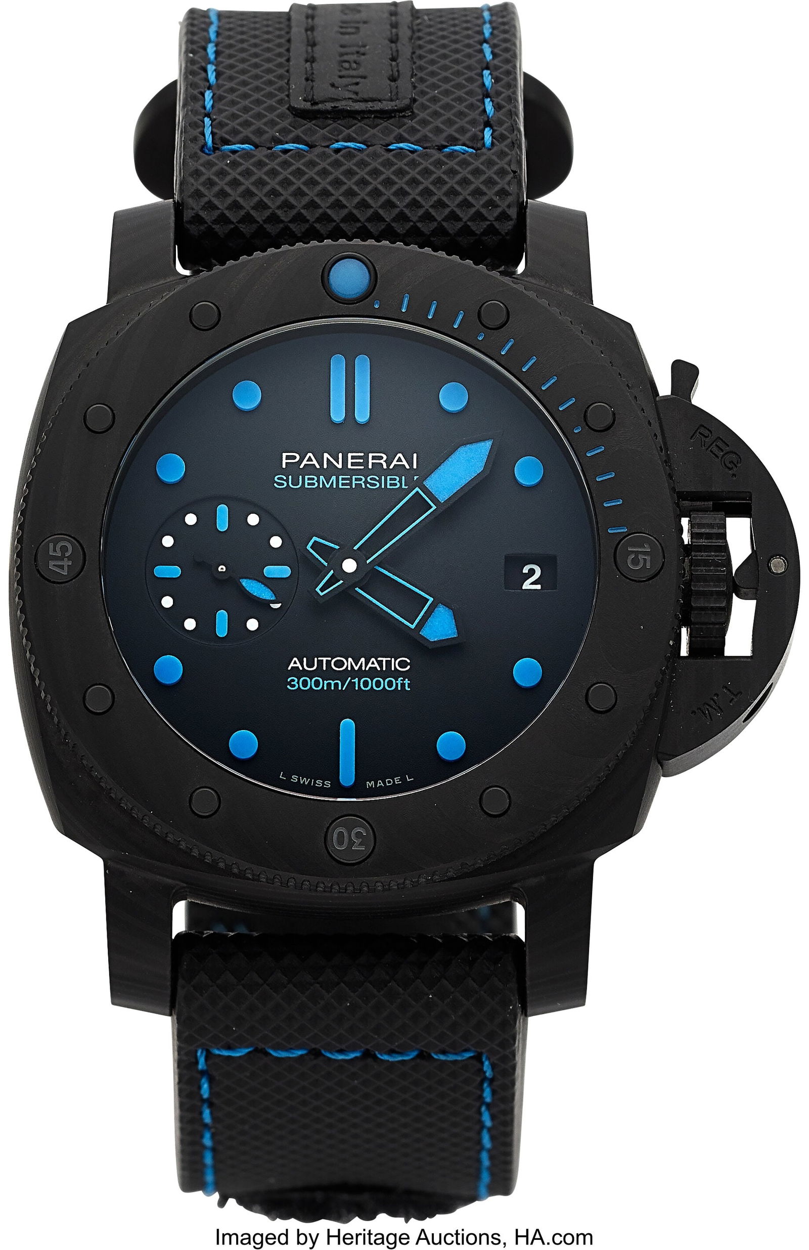 Panerai Submersible Carbotech Full Set, Ref. PAM: Panerai Submersible Carbotech Full Set, Ref. PAM00960 Case: 42 mm, Carbotech, three body, screw-down case back, unidirectional ratcheted rotating