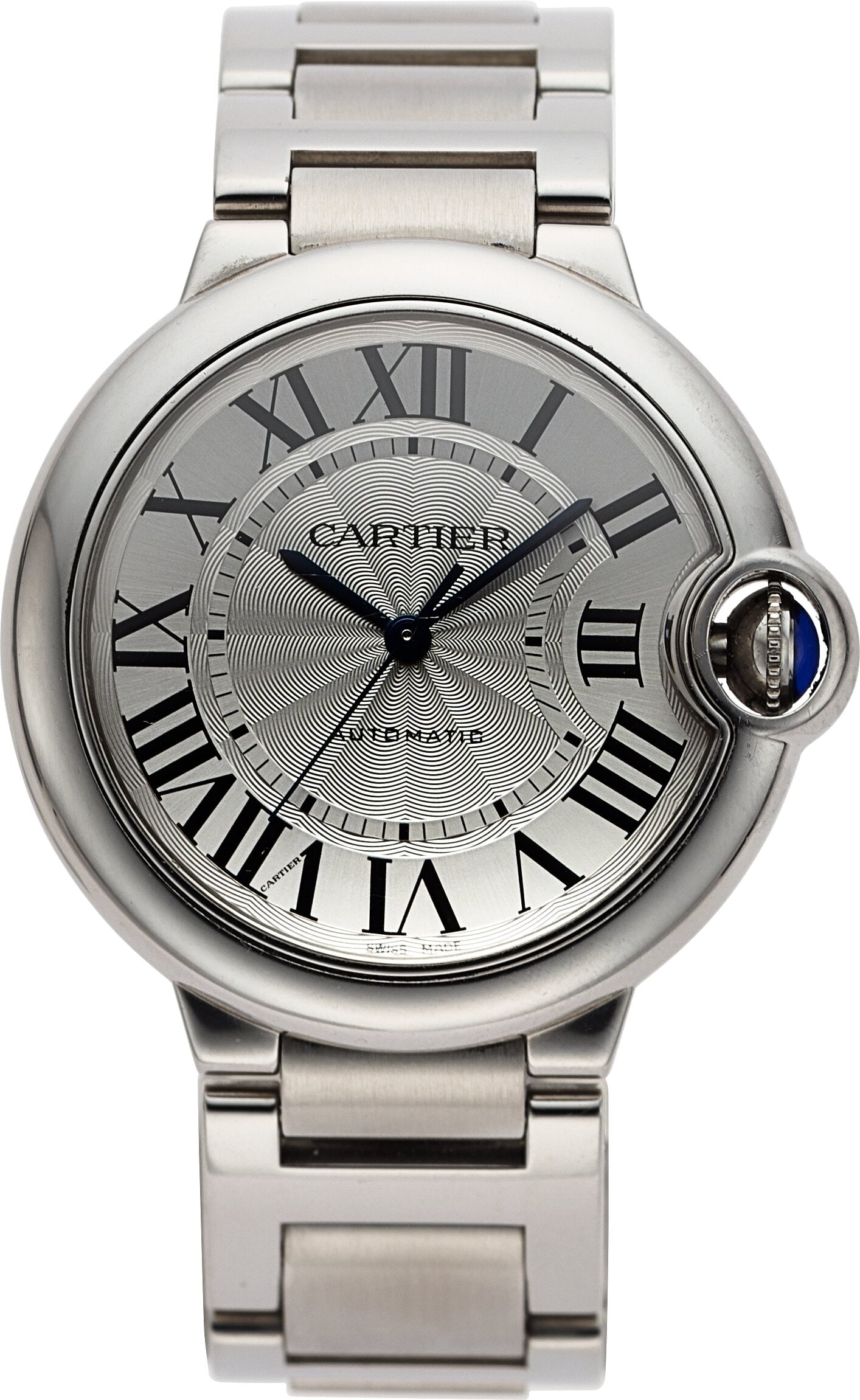 Cartier Ballon Bleu Stainless Steel, 36, Ref. 43: Cartier Ballon Bleu Stainless Steel, 36, Ref. 4372 Case: 36 mm, stainless steel, three body, 8 screw case back, trademark Cartier crown guard, fl