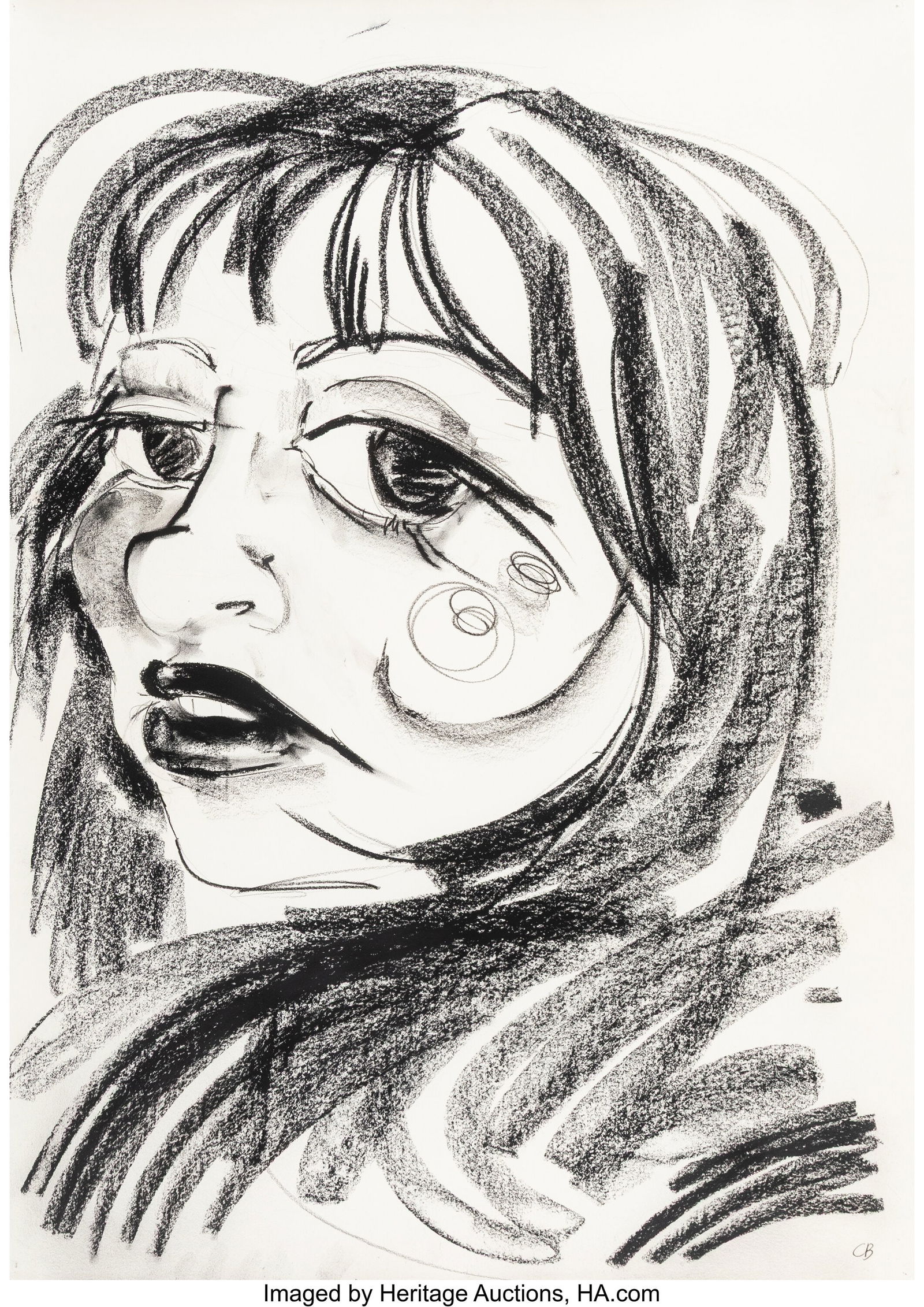 Cristina BanBan (b. 1987) Autorretrato En Blanco: Cristina BanBan (b. 1987) Autorretrato En Blanco Y Negro II, 2020 Charcoal and soft pastel on wove paper 42 x 30 inches (106.7 x 76.2 cm) (sheet&rpa