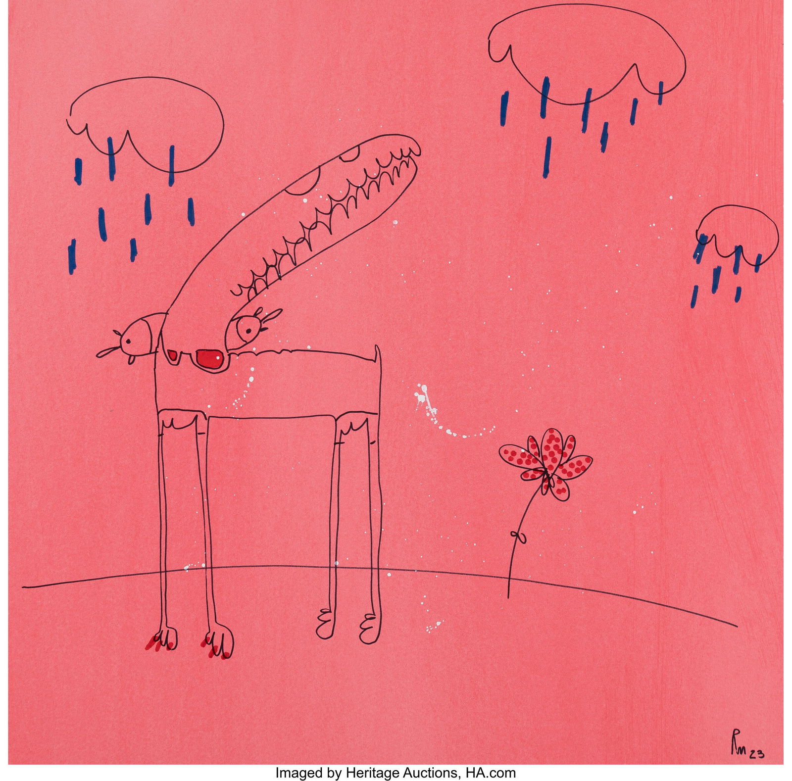 Rafa Macarrón (b. 1981) Untitled, 2023 Ink on w (1 of 2)