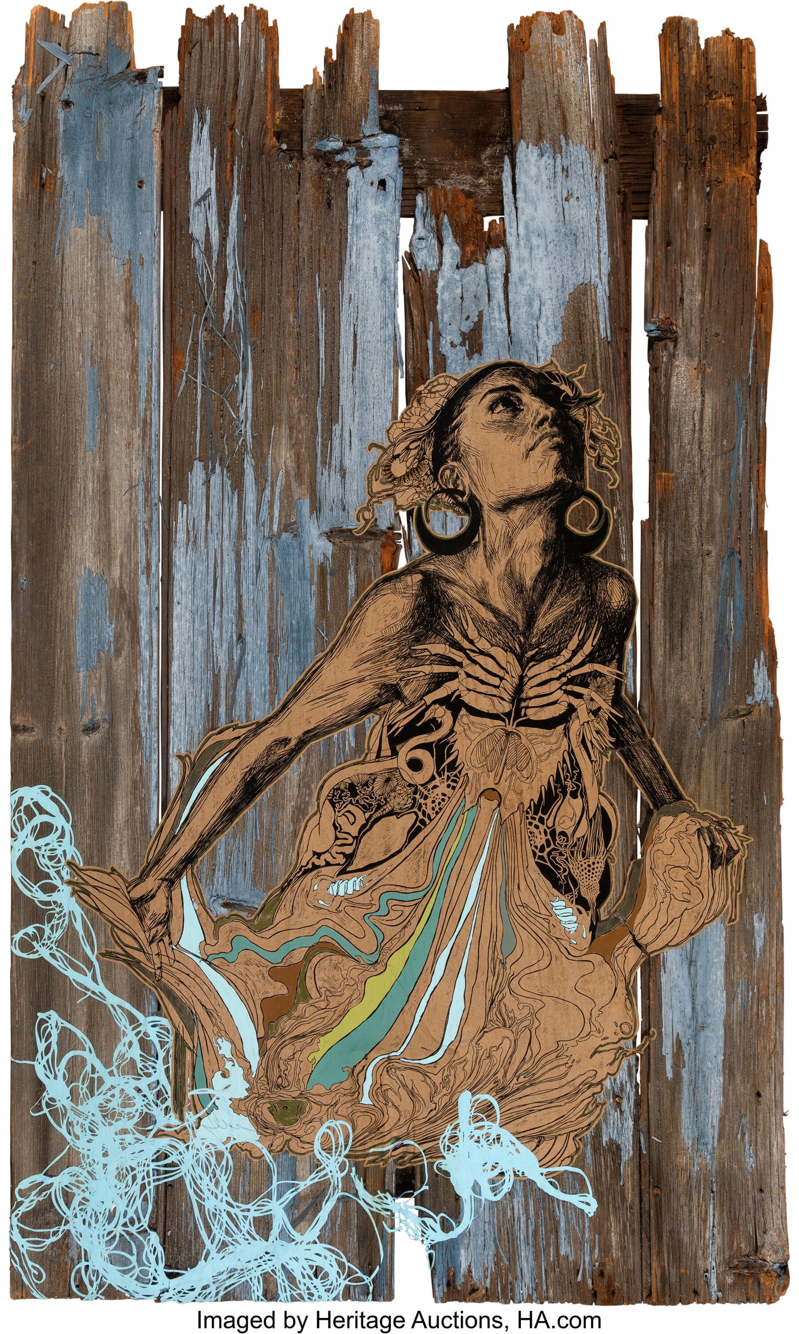 Swoon (b. 1977) Untitled, 2012 Ink, acrylic, and (1 of 2)