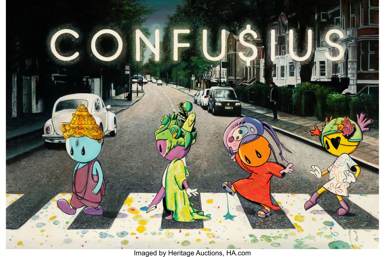 Shay Kun (b. 1974) Confu$ius, 2023 Acrylic on ca: Shay Kun (b. 1974) Confu$ius, 2023 Acrylic on canvas 32-1/2 x 57 inches (82.5 x 144.8 cm) Signed and dated on the reverse: Shay Kun &sol