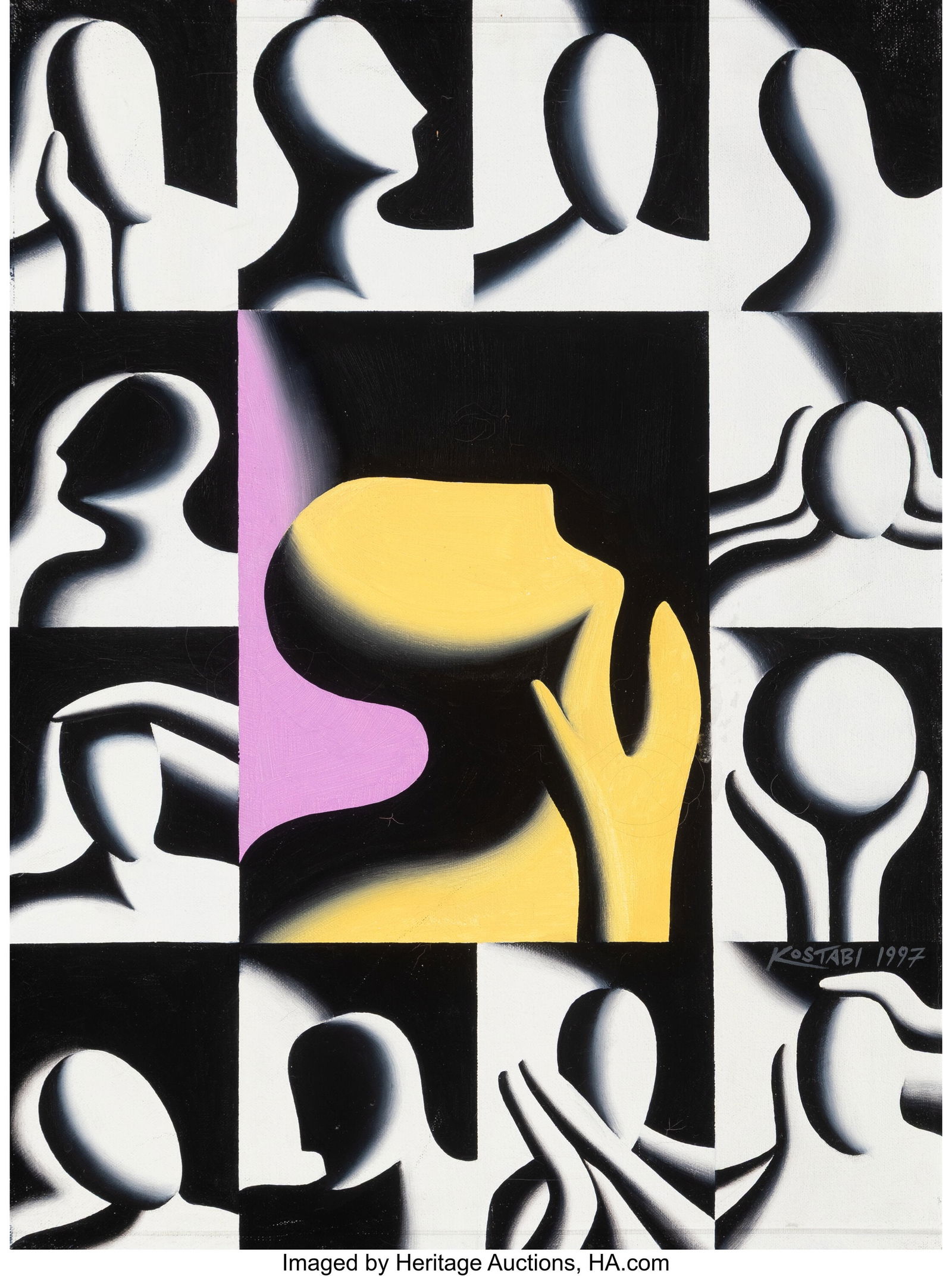 Mark Kostabi (b. 1960) Conversation Pieces (Spir (1 of 3)