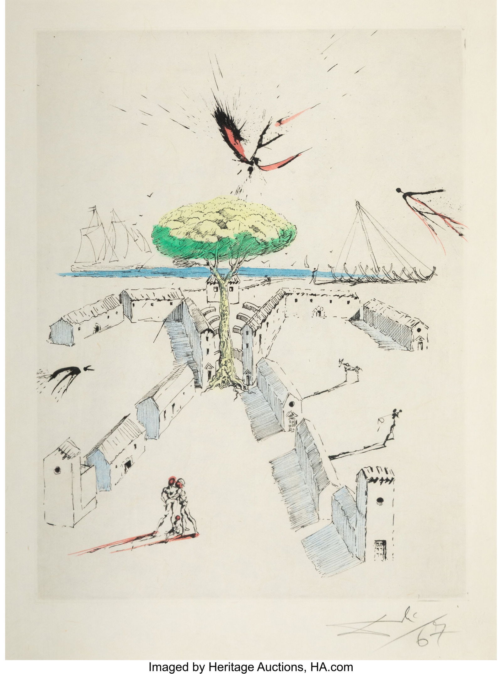 Salvador Dalí 1904-1989) Les neufs portes do to: Salvador Dalí 1904-1989) Les neufs portes do ton corps (Les tiroirs), from Poèmes Secrets, 1967 Engraving, etching, and hand coloring on Japon pape