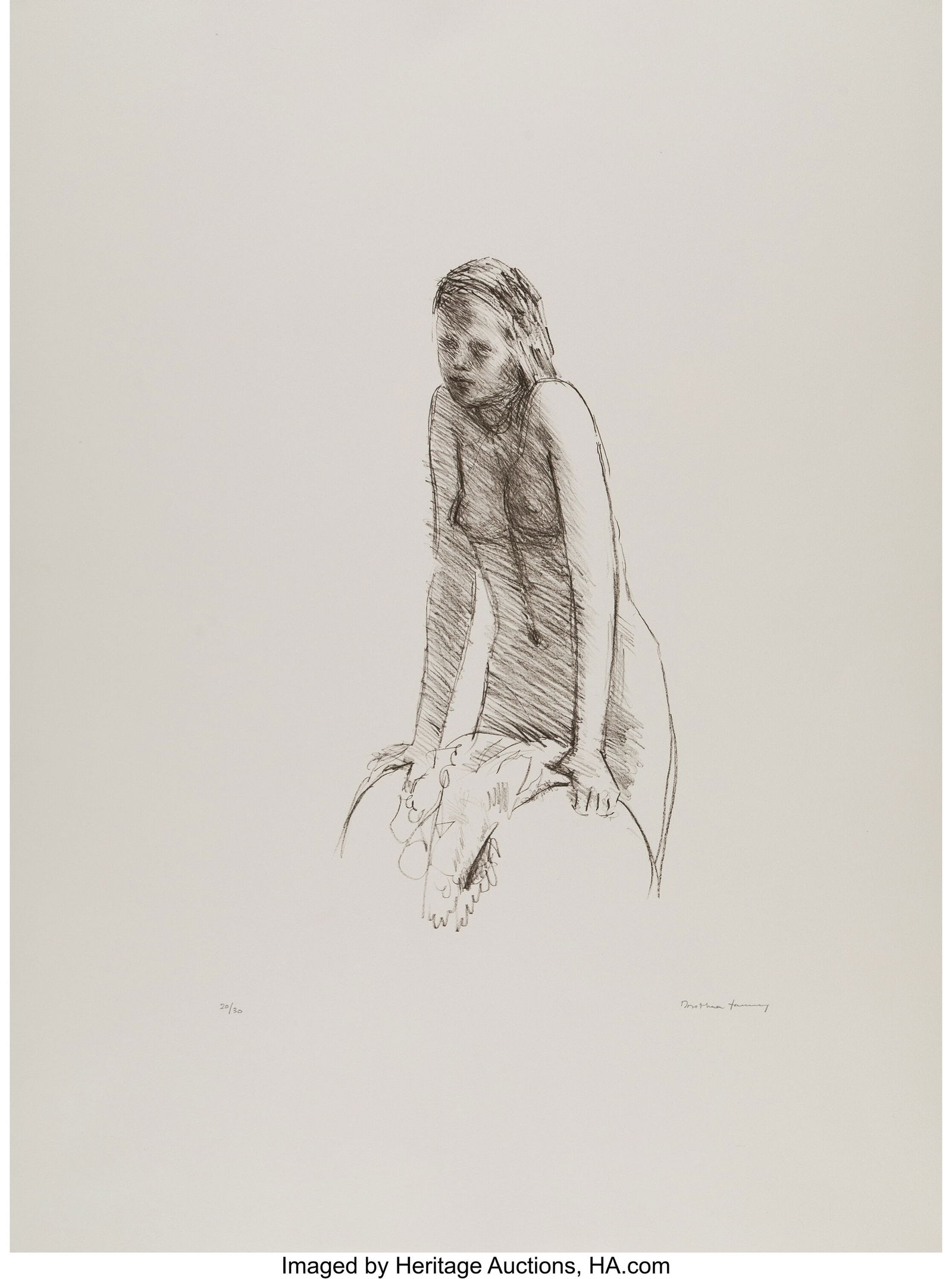 Dorothea Tanning (1910-2012) Nude, 1985 Lithogra: Dorothea Tanning (1910-2012) Nude, 1985 Lithograph on B.F.K. Rives newsprint paper 30-1/4 x 22-1/4 inches (76.8 x 56.5 cm) (sh