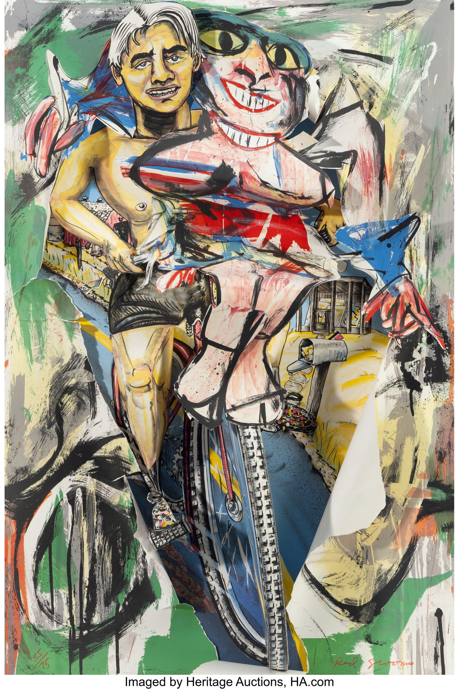 Red Grooms (b. 1937) De Kooning Breaks Through, (1 of 3)