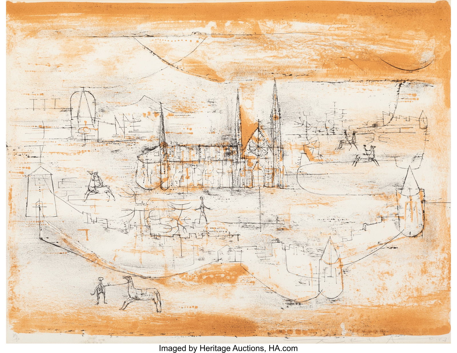 Zao Wou Ki (1921-2013) La vielle ville, 1953 Lit: Zao Wou Ki (1921-2013) La vielle ville, 1953 Lithograph in colors on B.F.K. Rives paper 19-7/8 x 25-7/8 inches (50.5 x 65.7 cm) &lp