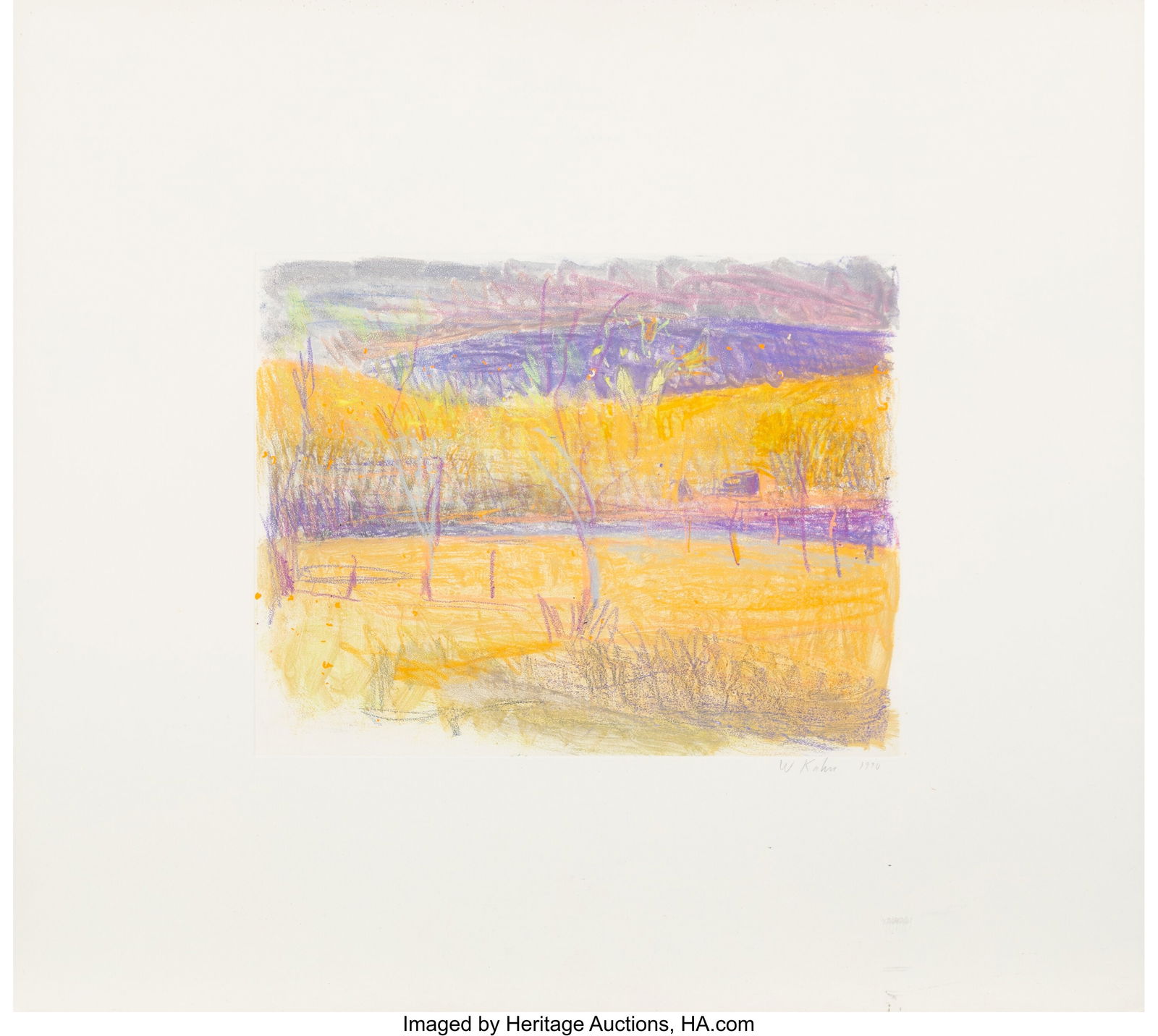 Wolf Kahn (1927-2020) Untitled, 1990 Monotype in: Wolf Kahn (1927-2020) Untitled, 1990 Monotype in colors on wove paper 22-1/8 x 24-3/4 inches (56.2 x 62.9 cm) (sheet) Signed and dated in