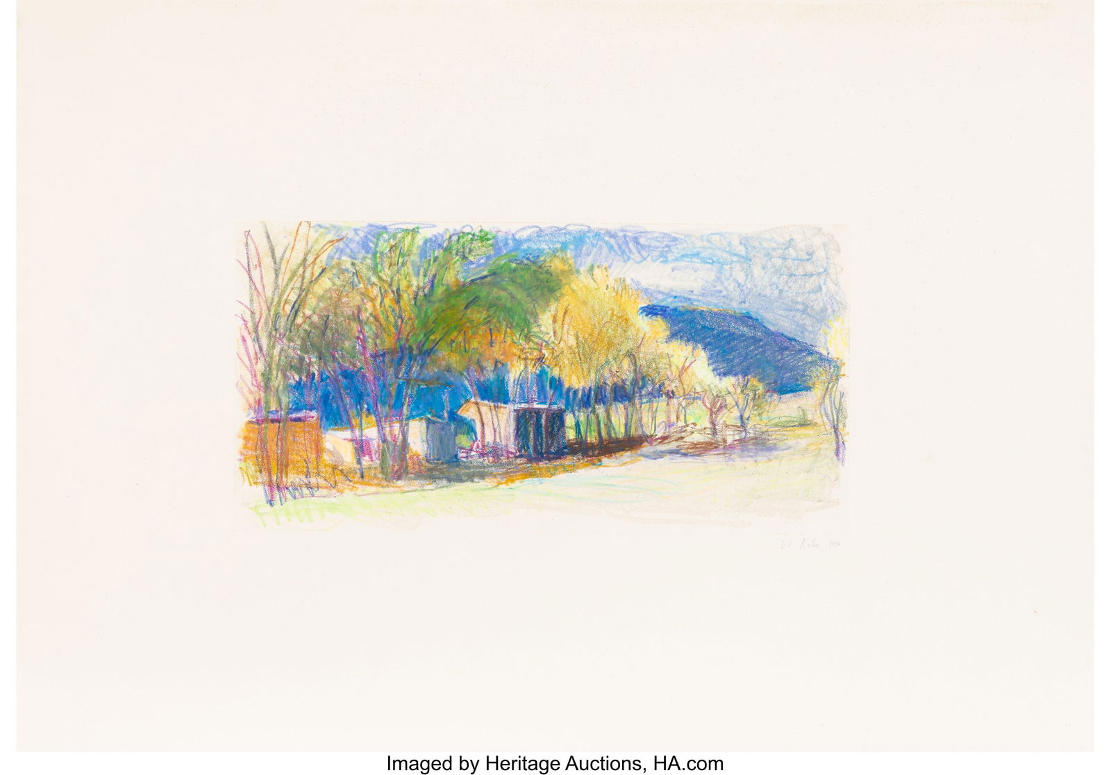 Wolf Kahn (1927-2020) Untitled, 1990 Monotype in: Wolf Kahn (1927-2020) Untitled, 1990 Monotype in colors on wove paper 29-1/4 x 42 inches (74.3 x 106.7 cm) (sheet) Signed and dated in pencil lowe