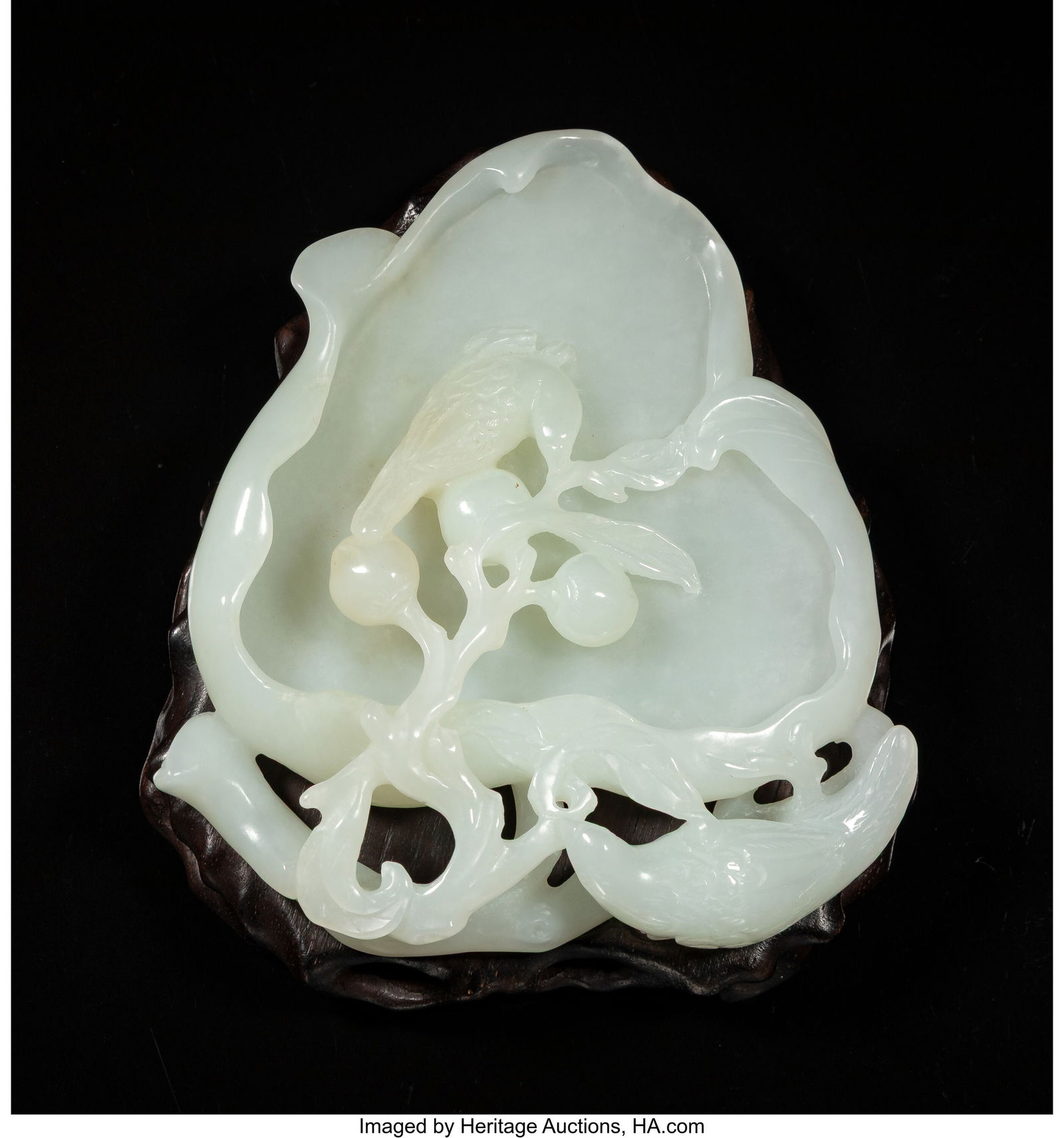 A Chinese Carved White Jade Leaf-Form Washer, 20 (1 of 2)