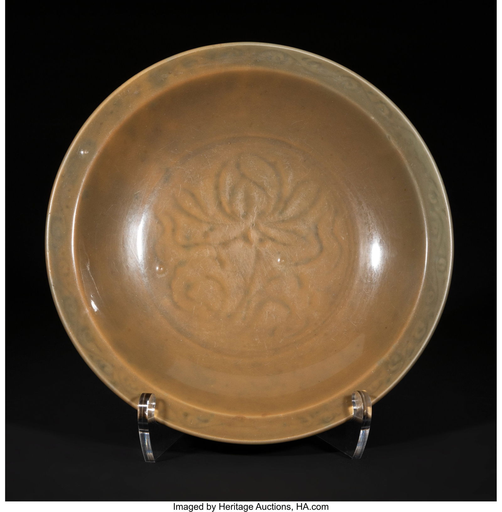 A Chinese Longquan Celadon-Glazed 'Lotus' Charge (1 of 3)