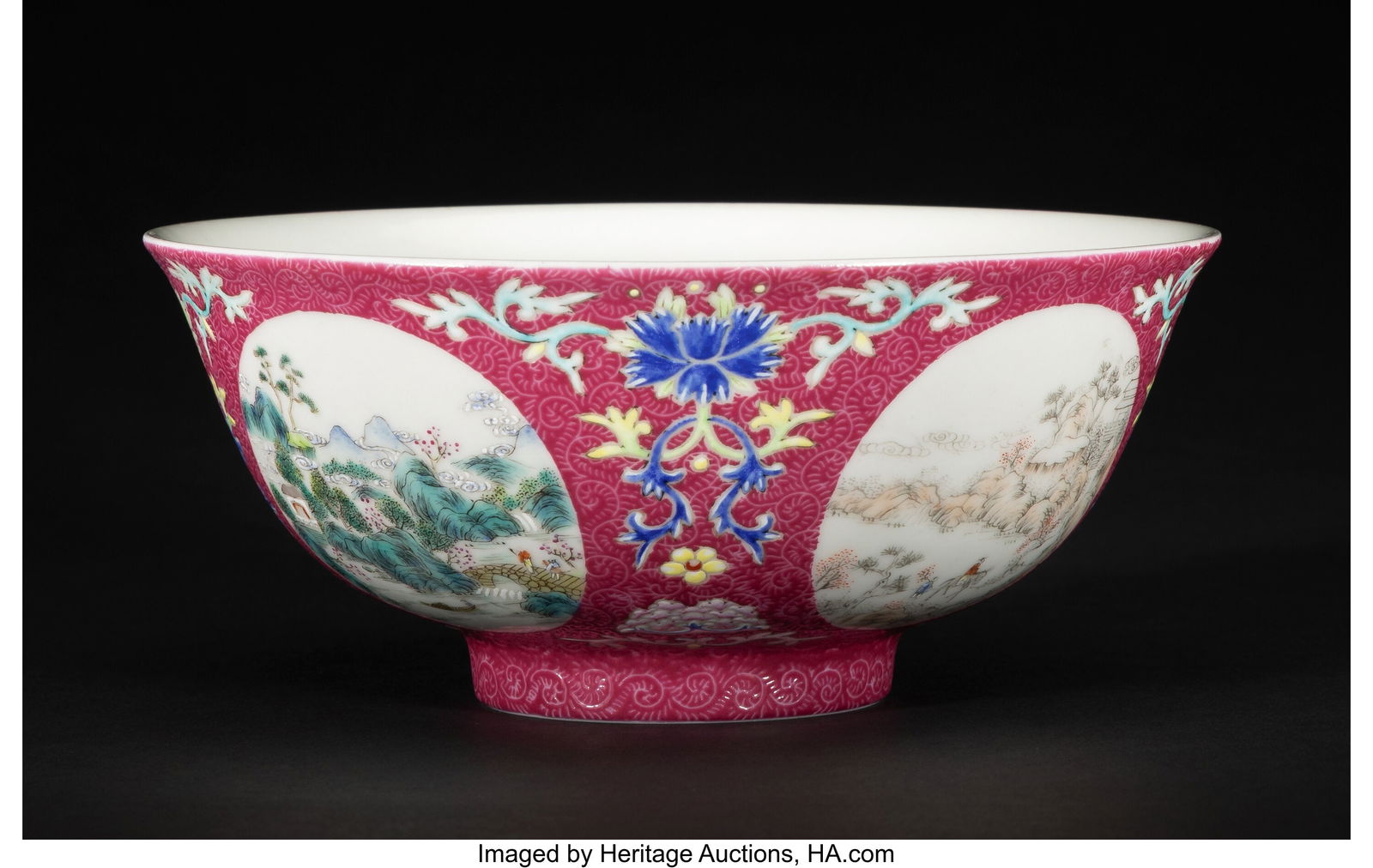 A Chinese Famille Rose Ruby-Ground Sgraffito 'Me (1 of 8)