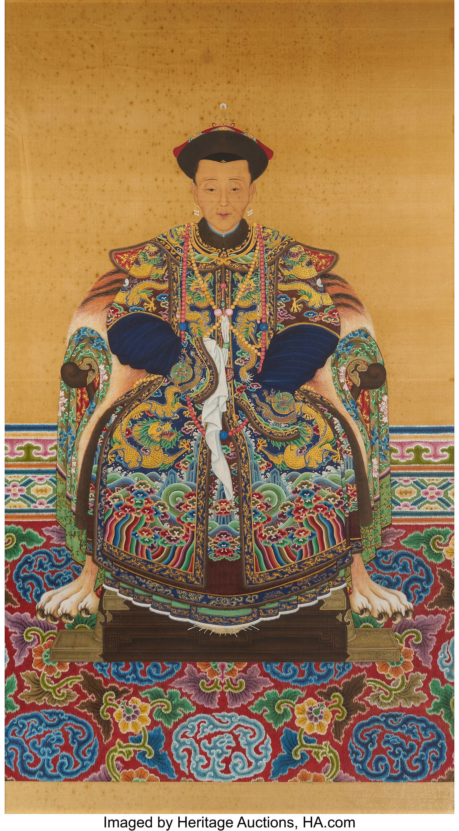 An Important Portrait of a Wife of a Court Offic: An Important Portrait of a Wife of a Court Official, 18th century Ink and color on silk 59-1/4 x 34-3/4 x 1-1/4 inches (150.5 x 88.3 x 3.2 cm) (fr