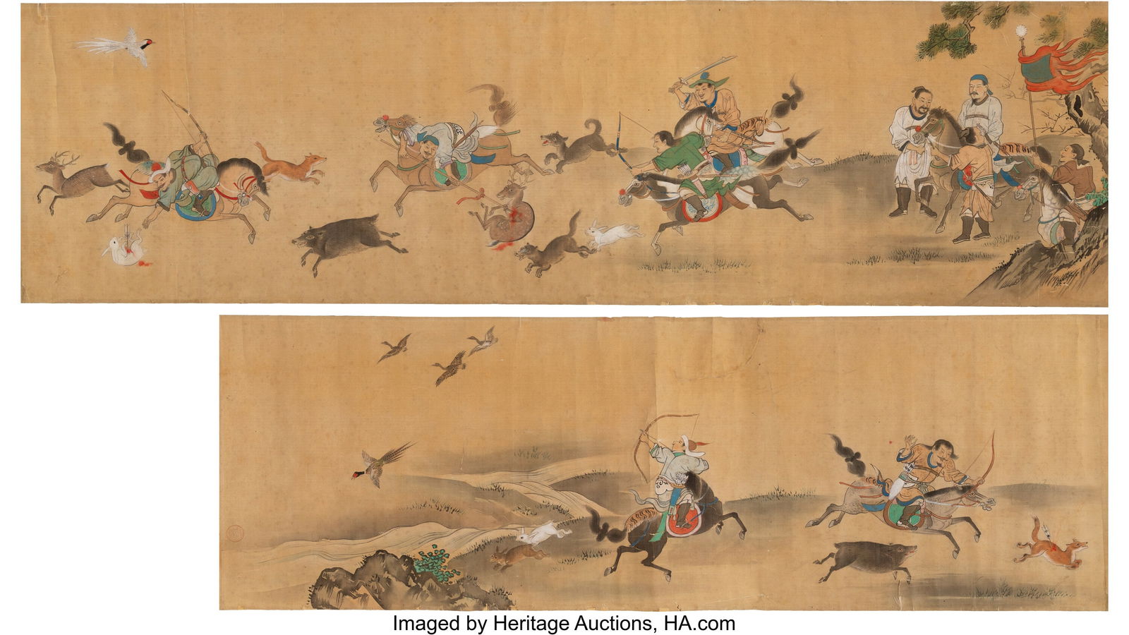 Anonymous (Chinese, Qing dynasty) Hunting scene (1 of 6)