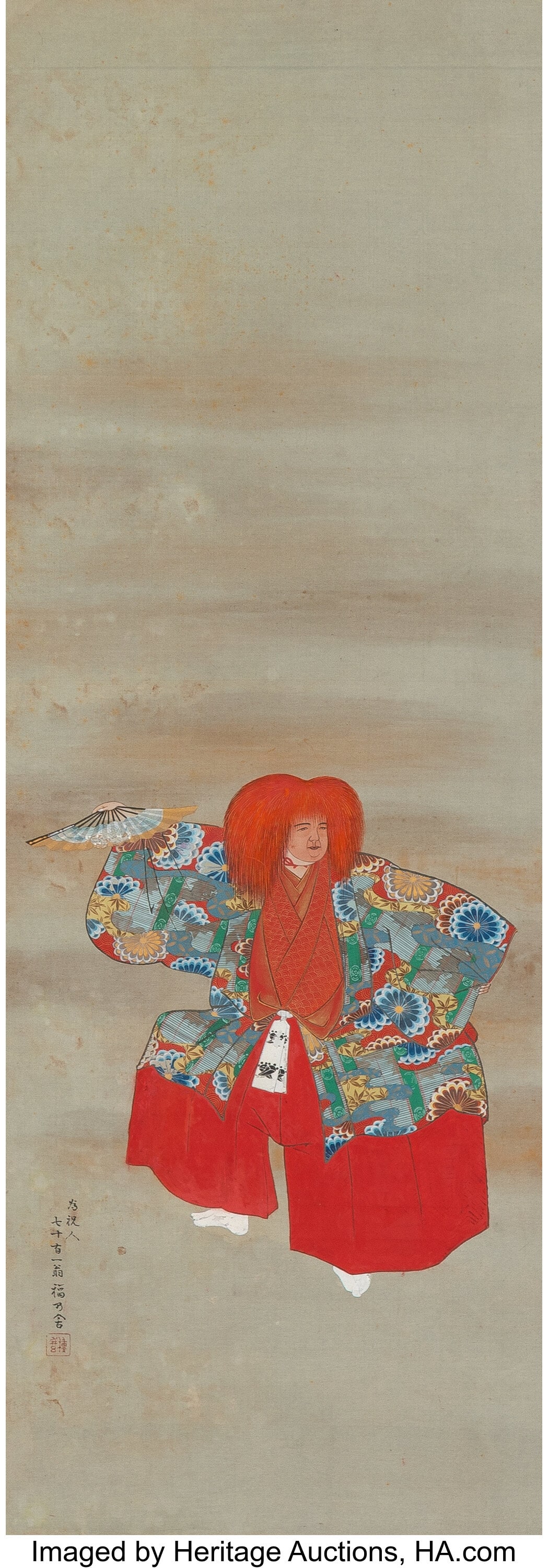 Fukunosha (Japanese, 19th century) Shōjō Hangi: Fukunosha (Japanese, 19th century) Shōjō Hanging scroll; ink and color on silk 39 x 12-3/4 inches (99.1 x 32.4 cm) (work) Signed