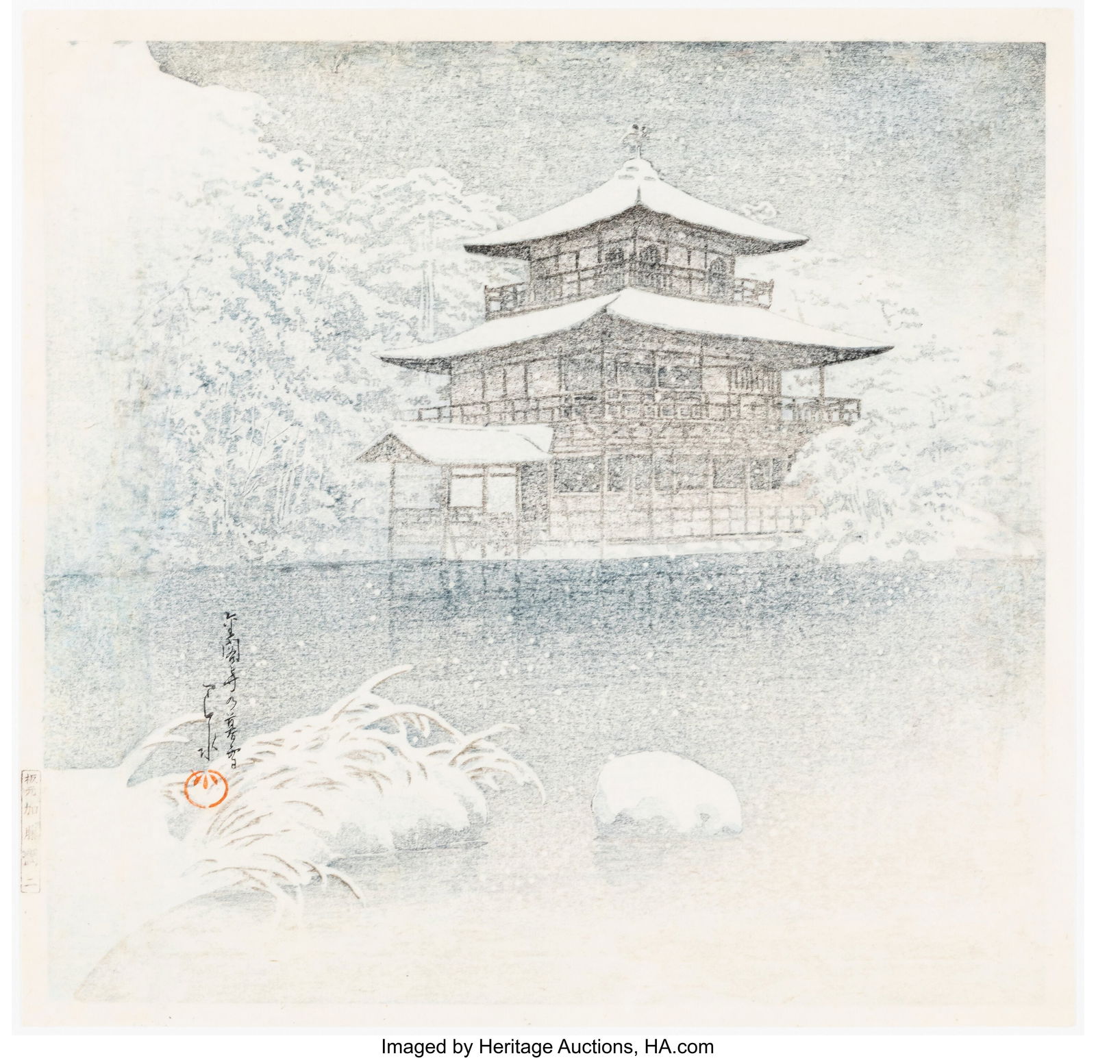 Kawase Hasui (Japanese, 1883-1957) Evening Snow (1 of 2)