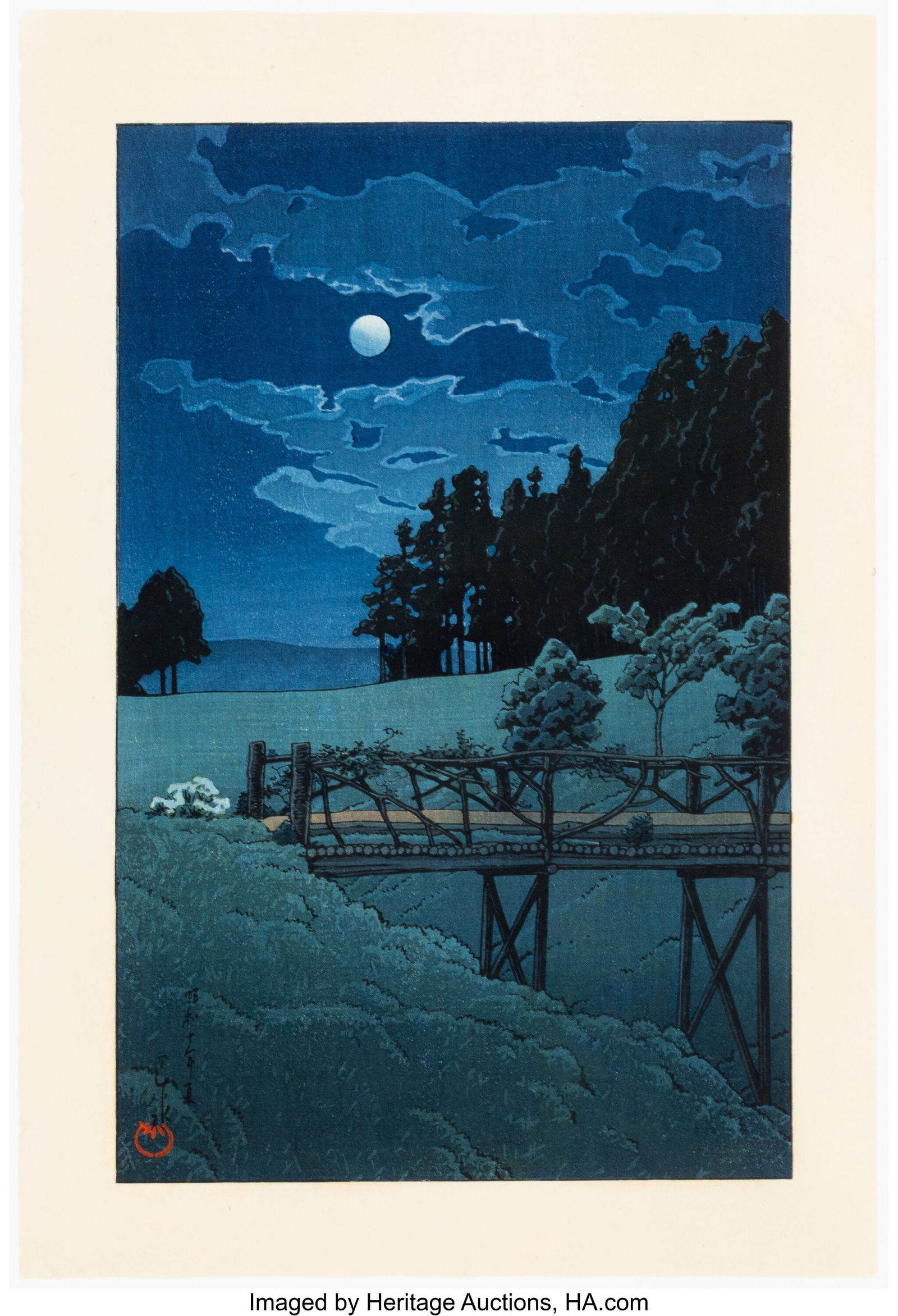 Kawase Hasui (Japanese, 1883-1957) Moon, Akebi B (1 of 2)