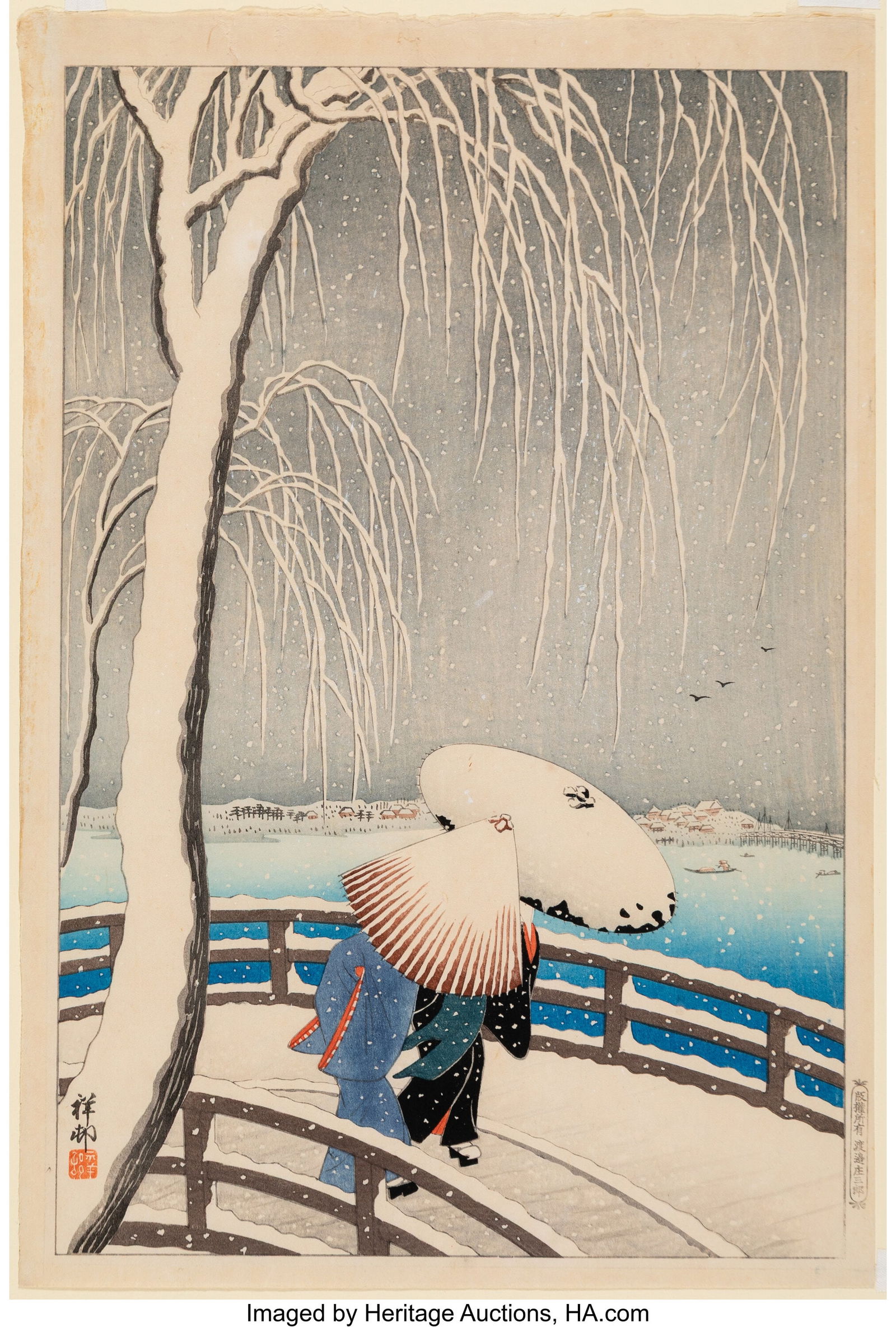 Ohara Koson (Japanese, 1877-1945) Snow on Willow (1 of 1)