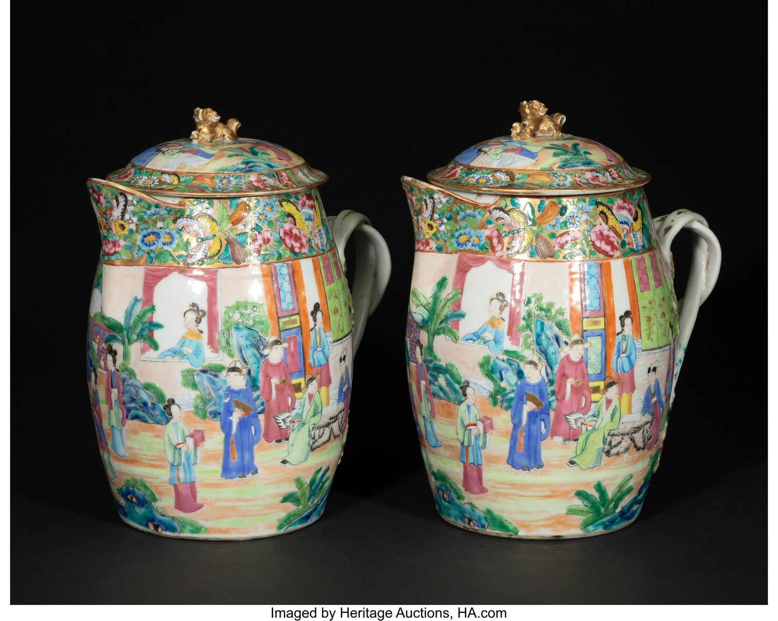 A Pair Chinese Export Rose Canton Covered Cider (1 of 5)