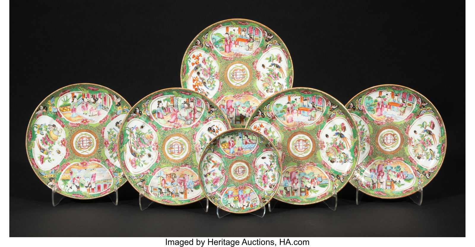 A Group of Six Chinese Export Rose Canton Armori (1 of 3)