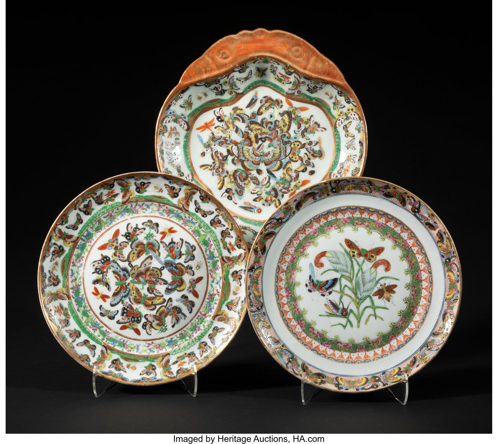 A Group of Three Chinese Export 'Butterflies' Di (1 of 2)