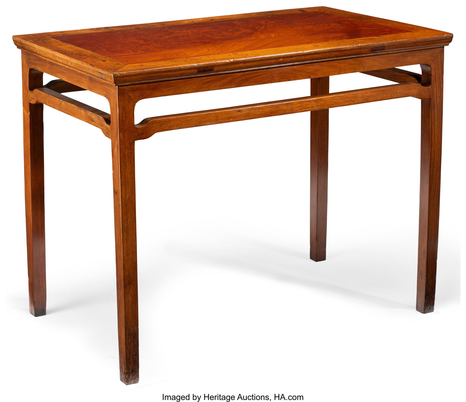 A Chinese Huanghuali Corner-Leg Table with Burl (1 of 4)