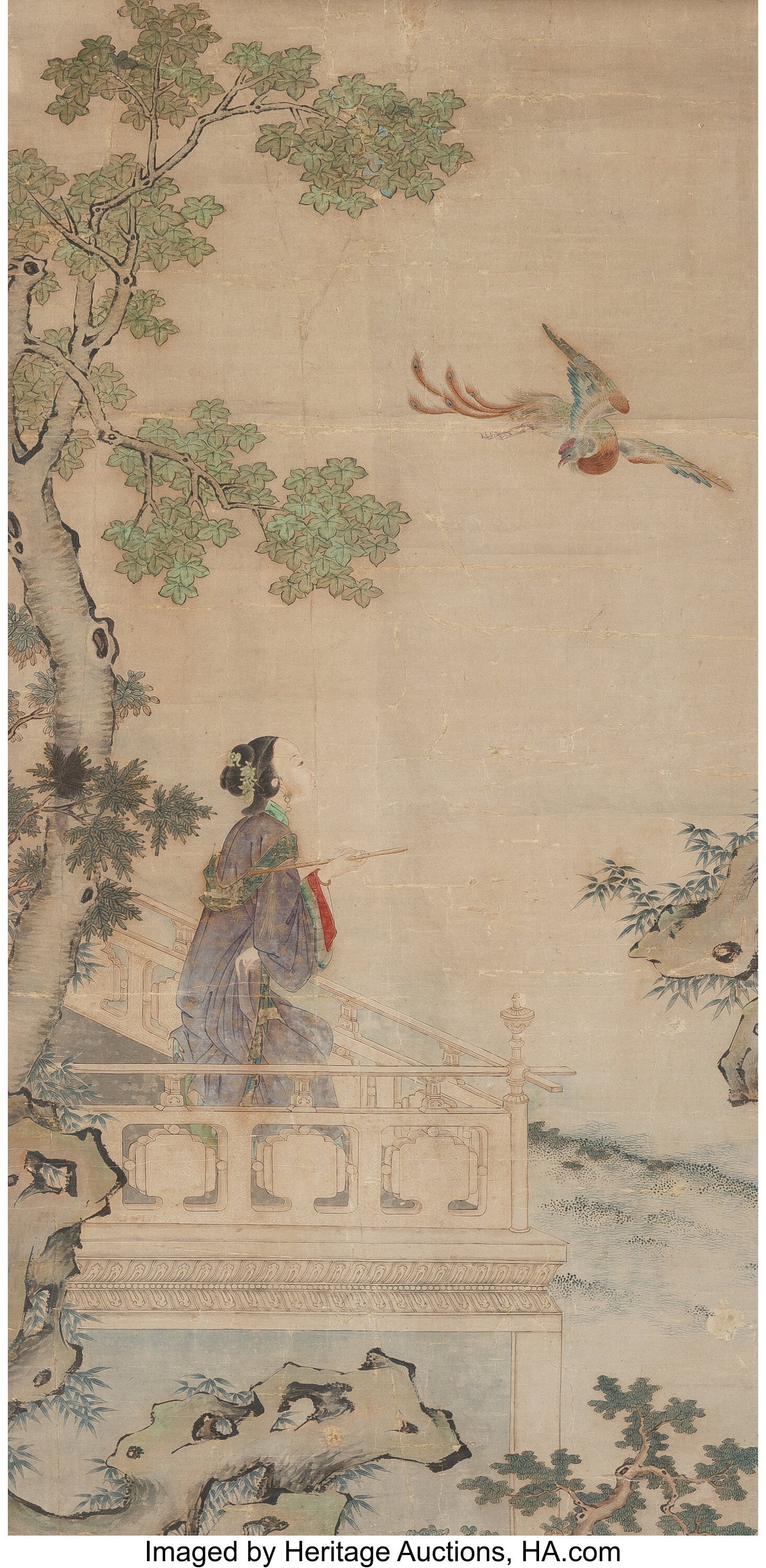 Anonymous (Chinese, 19th century) Beauty in Cour: Anonymous (Chinese, 19th century) Beauty in Courtyard Ink and color on paper 49-1/2 x 22-1/4 inches (125.7 x 56.5 cm) (work) HID03101062020 &c
