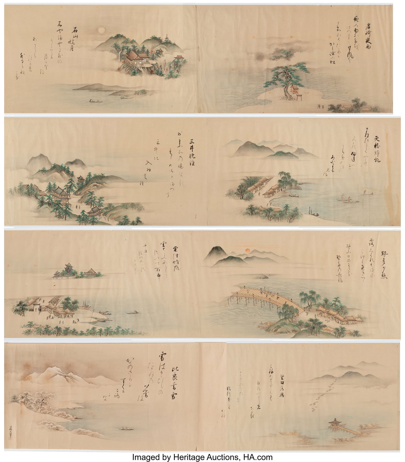 Yamato-e school (17th-18th century) Eight Views: Yamato-e school (17th-18th century) Eight Views of Ohmi (Ohmi Hakkei), 19th century Handscroll; ink and color on paper 13-3/4 x 207-1/4 inches (34.9