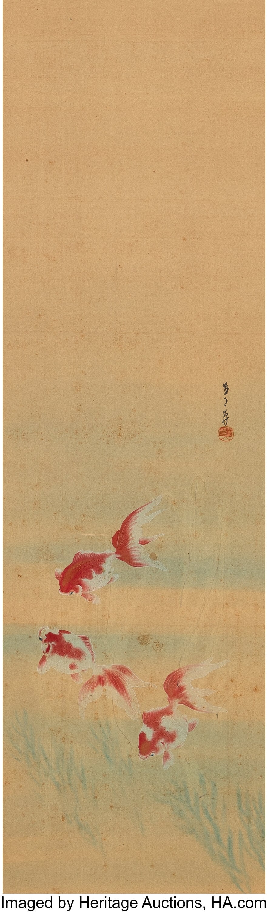 Unknown Artist (Japanese, 19th century) Goldfish: Unknown Artist (Japanese, 19th century) Goldfish Hanging scroll; ink and color on silk 77-3/4 x 18 inches (197.5 x 45.7 cm) (overall) 45-1&so