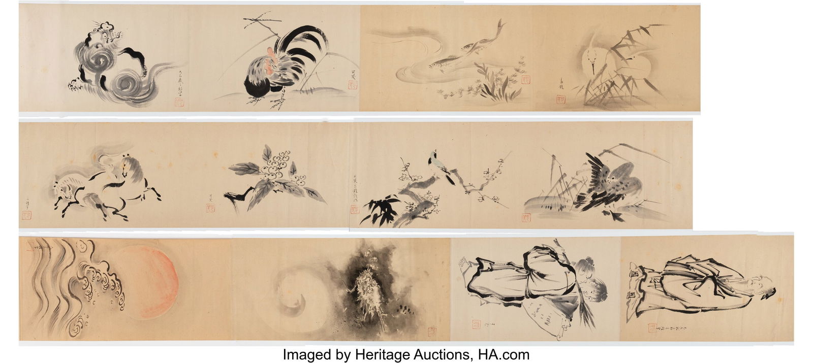 Oishi Kasho (Japanese, 19th century) Paintings o (1 of 9)