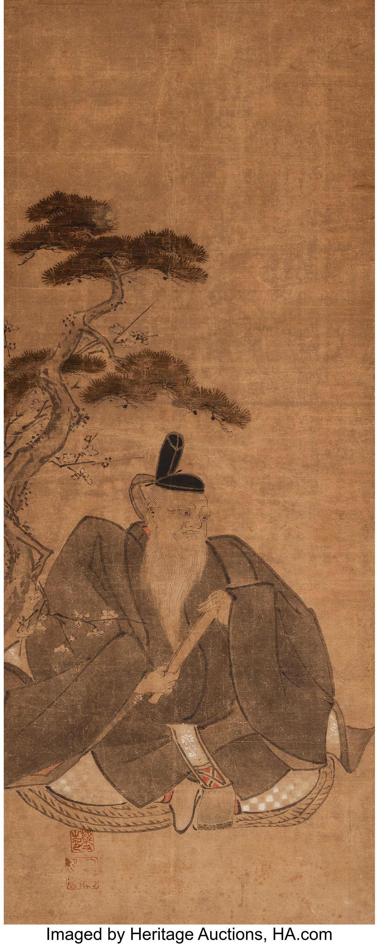 Kanō School (19th century) Scholar and Pine Tre (1 of 2)