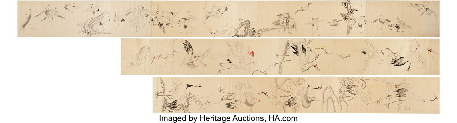 Anonymous (Japanese, 19th century) Cranes Handsc: Anonymous (Japanese, 19th century) Cranes Handscroll; ink and color on paper 10-5/8 x 311-1/2 inches (27.0 x 791.2 cm) (work) Unsigned HI