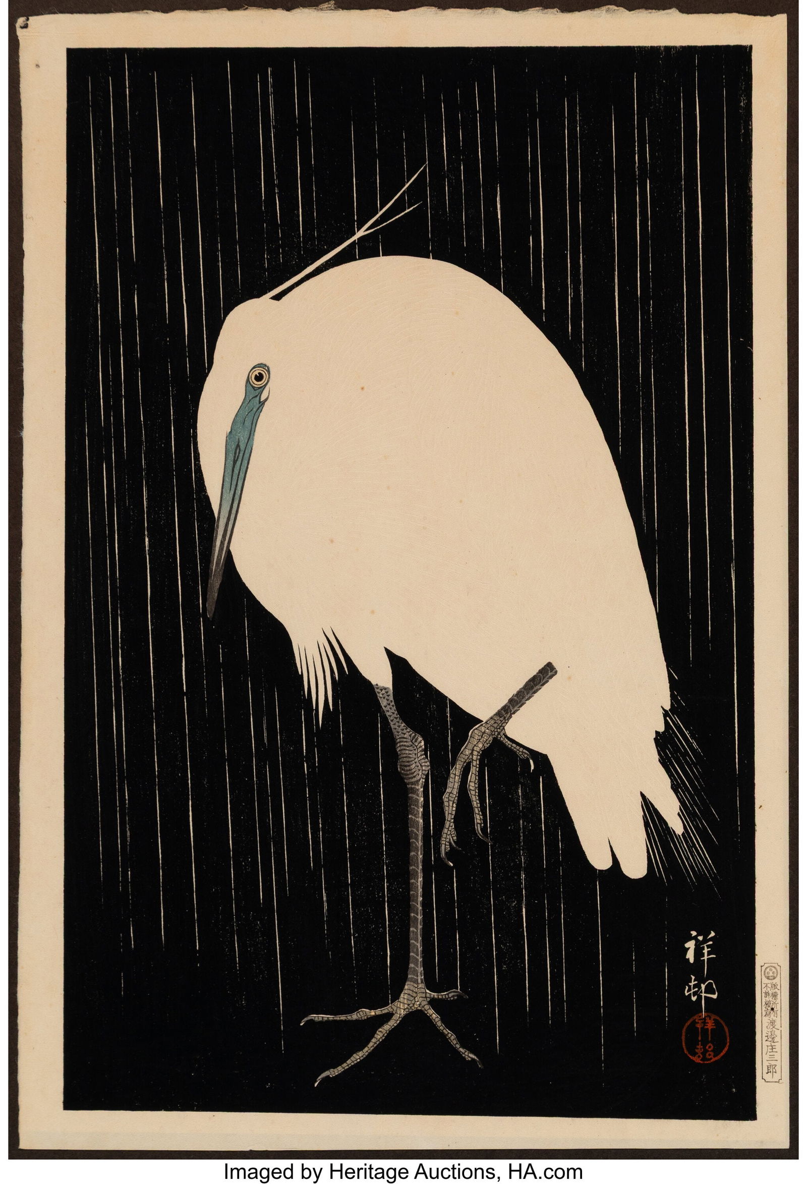 Ohara Koson (Japanese, 1877-1945) Egret Standing (1 of 2)