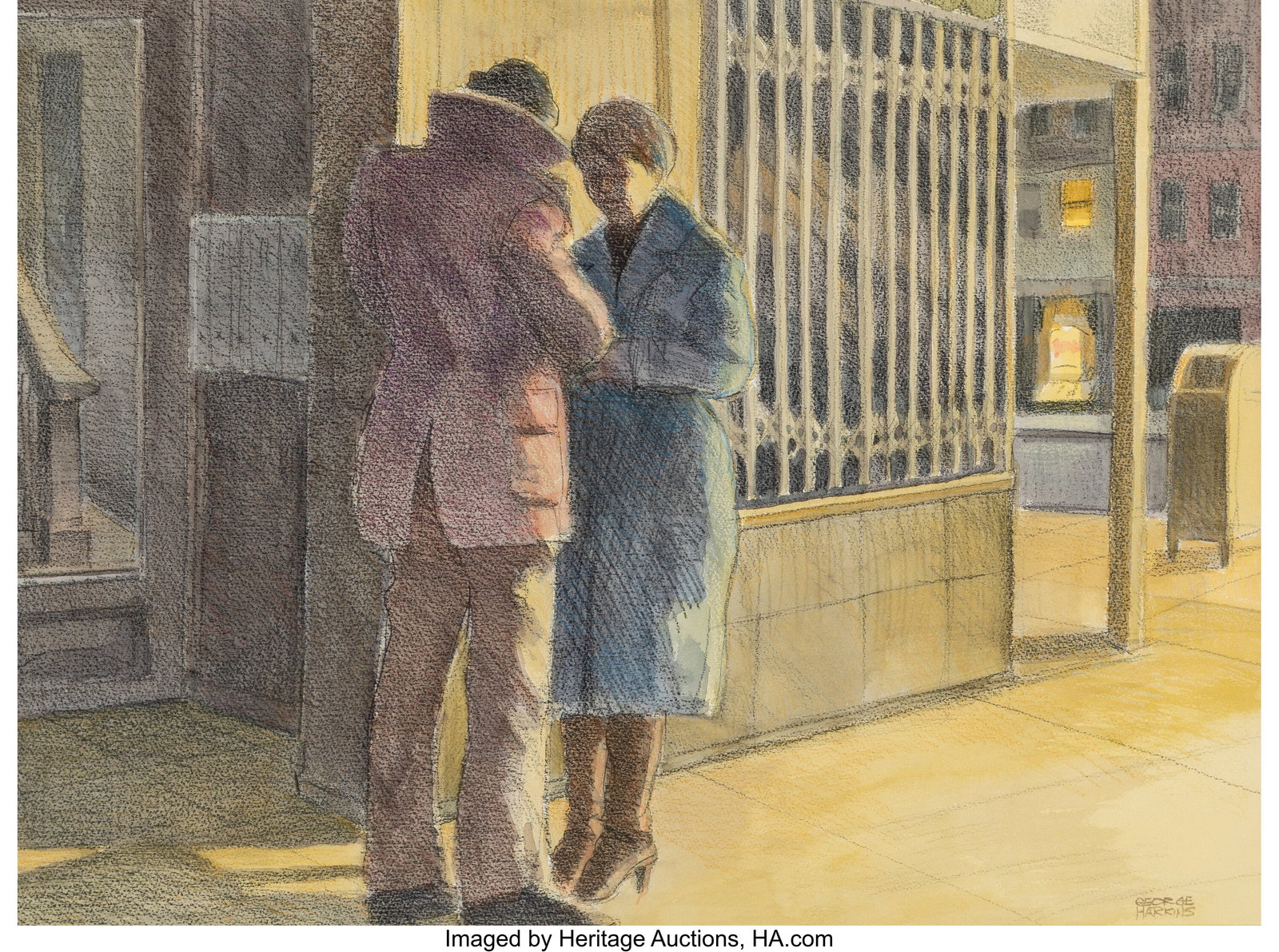 George Harkins (American, b. 1934) A Meeting Wat: George Harkins (American, b. 1934) A Meeting Watercolor on paper 20-3/4 x 28-1/2 inches (52.7 x 72.4 cm) (sight) Signed lower right&col