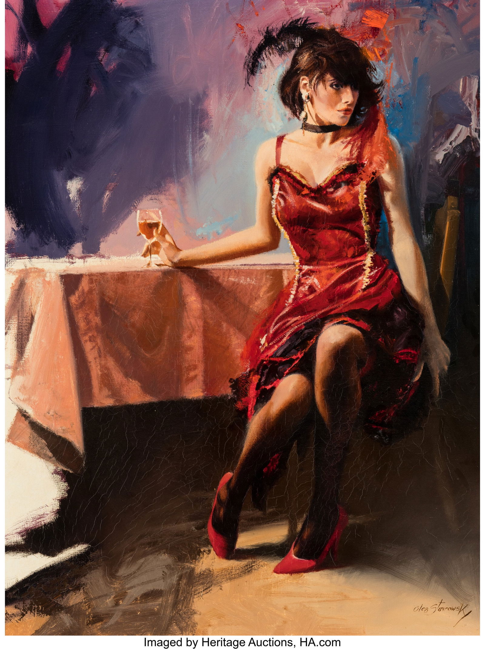 Oleg Stavrowsky (Russian/American, 1927-2020) Tw: Oleg Stavrowsky (Russian/American, 1927-2020) Two More Hours to Go Oil on canvas 40 x 30 inches (101.6 x 76.2 cm) Signed lower right: Oleg Stavrowsky