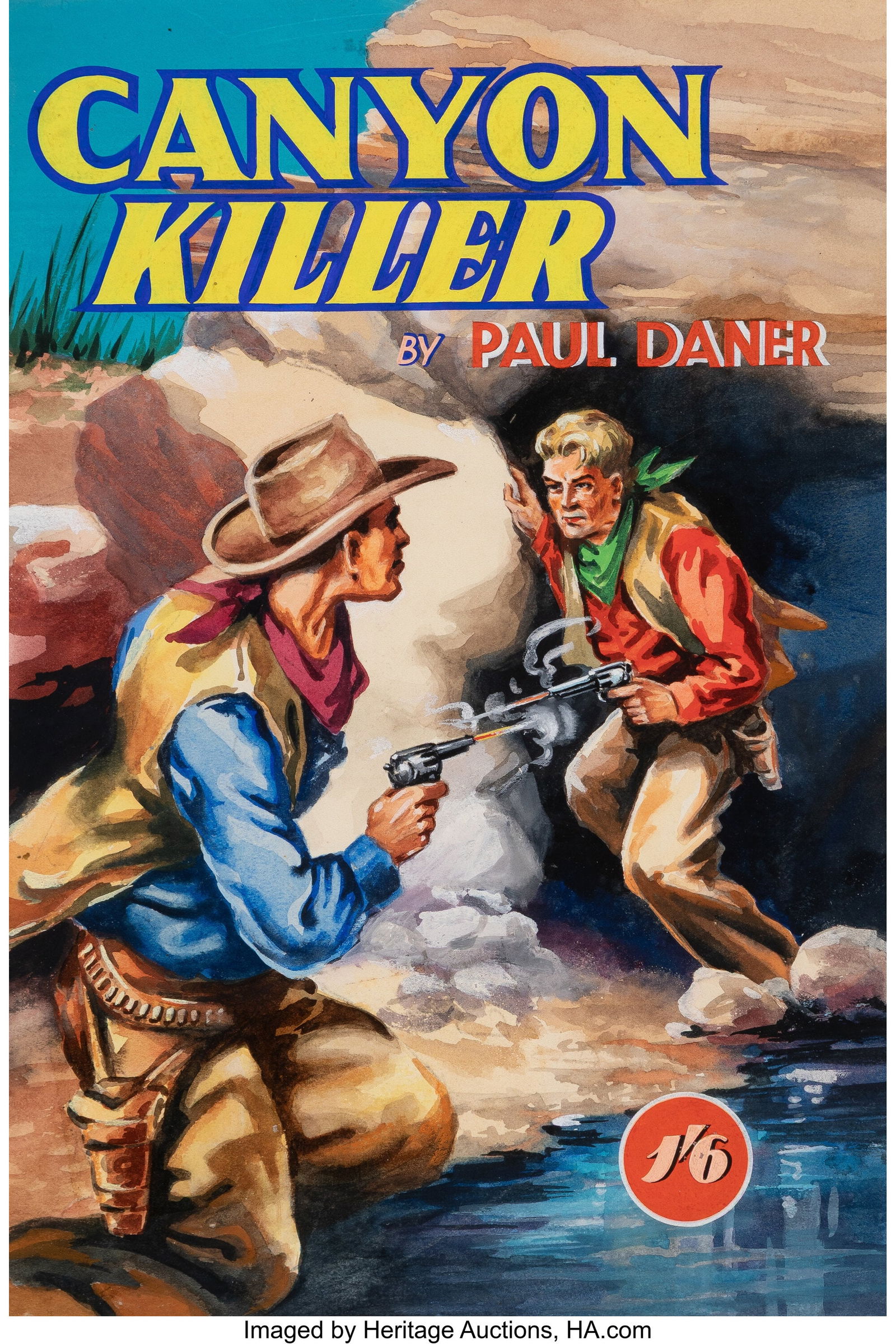 British Artist (20th Century) Group of Western p: British Artist (20th Century) Group of Western paperbacks (three works) Watercolor and gouache on board 15 x 10-1/2 inches (38.1 x 26.7 cm) (larges