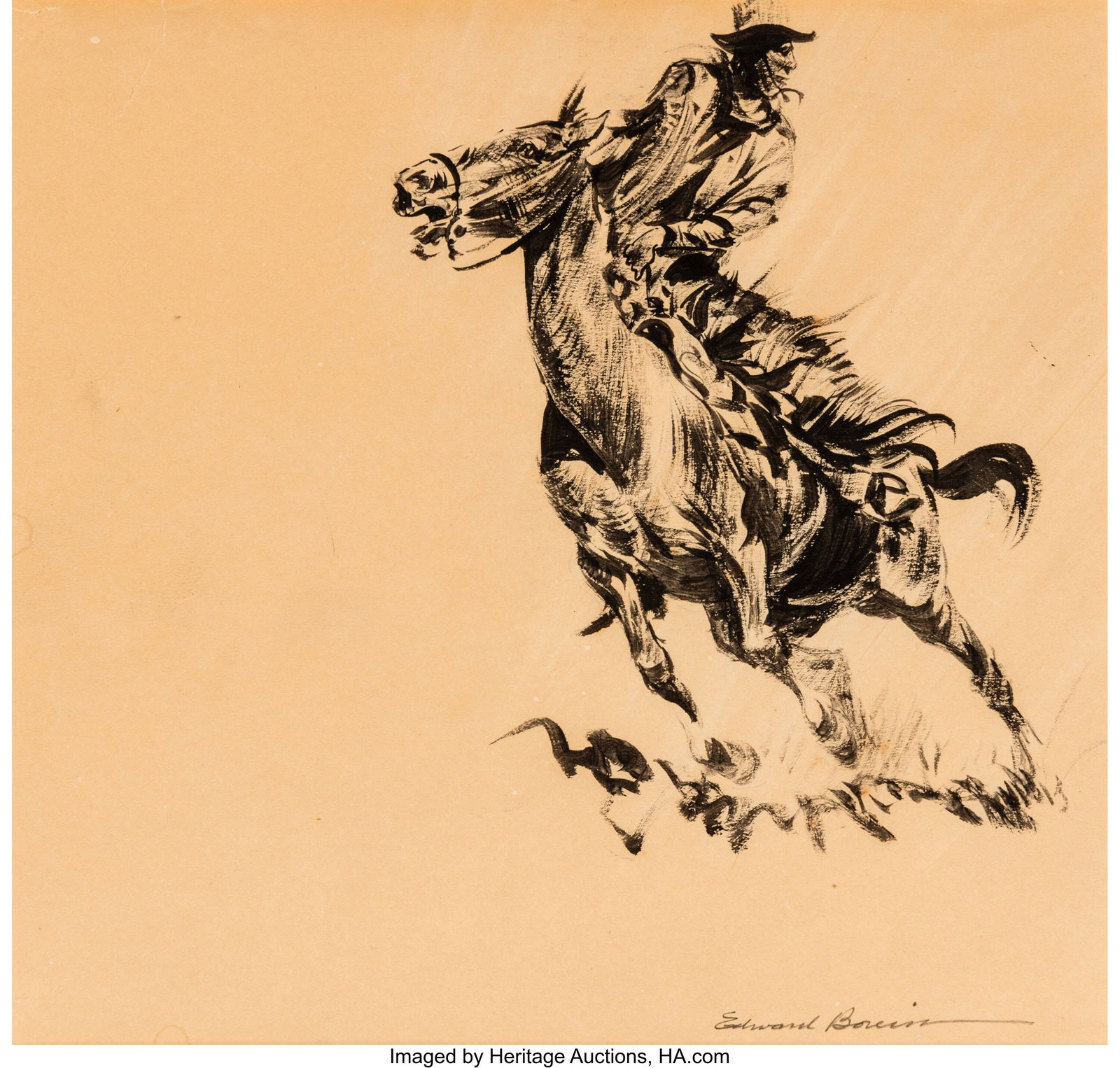 Edward Borein (American, 1873-1945) Cowboy on Ho (1 of 2)