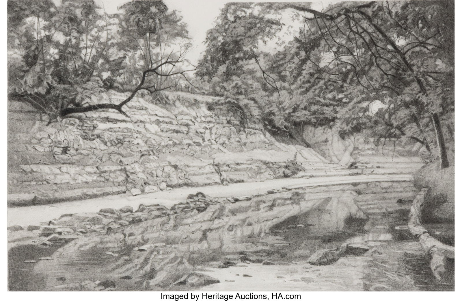 Anne Weary (American, b. 1952) Spring Creek, 200: Anne Weary (American, b. 1952) Spring Creek, 2000 Pencil on paper 5-1/2 x 8-1/4 inches (14.0 x 21.0 cm) (sight) Signed, tit