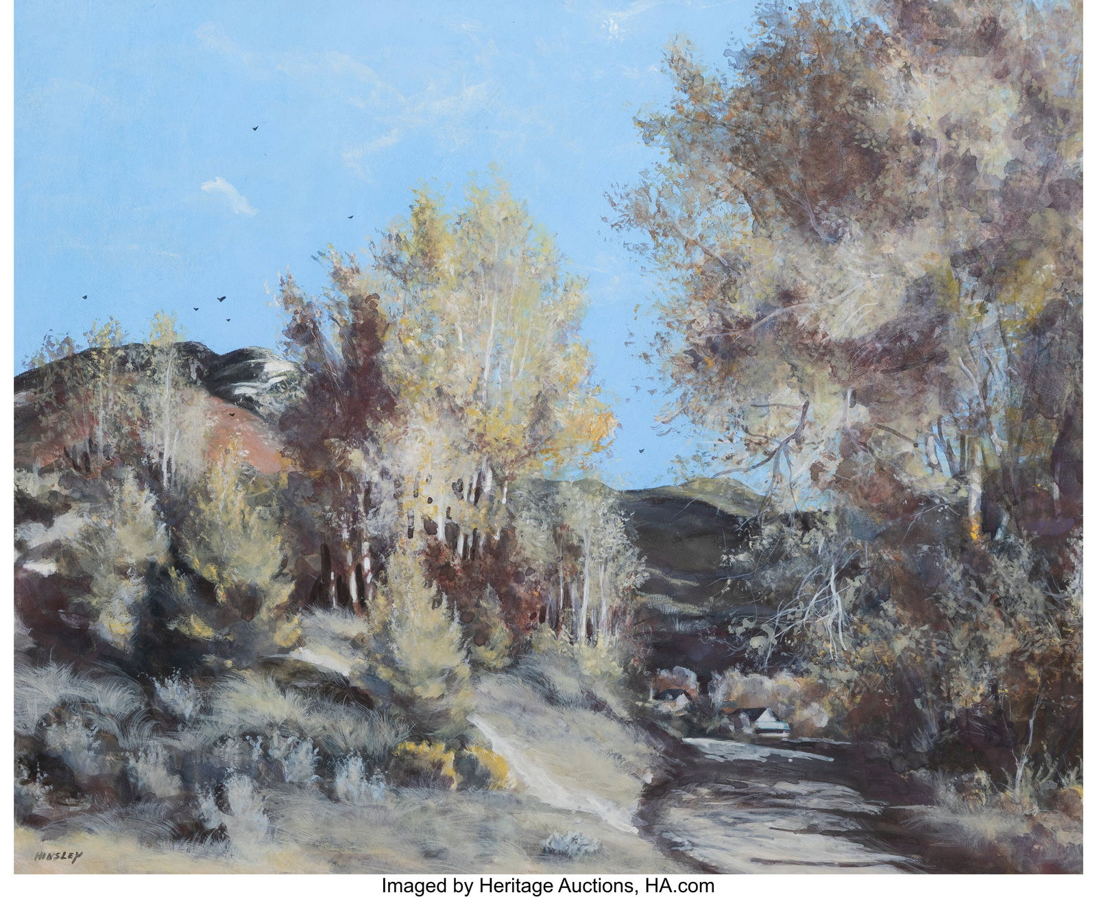 Jackson M. Hensley (American, b. 1941) Robin's N: Jackson M. Hensley (American, b. 1941) Robin's Nest Watercolor on board 15-1/2 x 19-1/2 inches (39.4 x 49.5 cm) (sight) Signed l