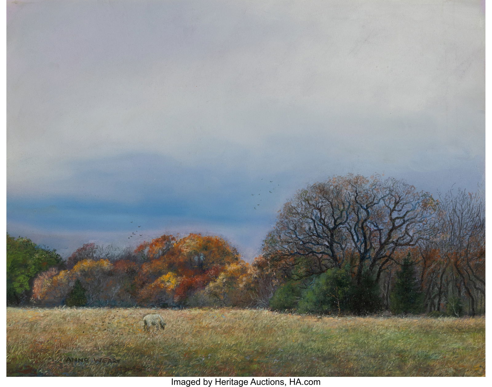 Anne Weary (American, b. 1952) Grazing in Peacef: Anne Weary (American, b. 1952) Grazing in Peaceful Meadows Pastel on paper 9-1/2 x 12 inches (24.1 x 30.5 cm) (sight) Signed lower left&col